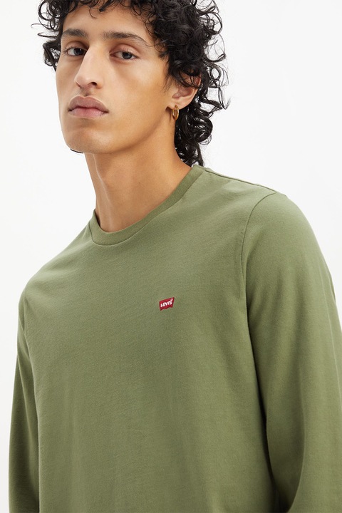 Levi's, Памучна блуза с лого, Морско зелено