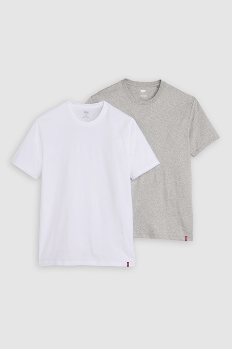 Levi's, Set de tricouri slim fit de bumbac - 2 piese, Alb, Gri melange, XL