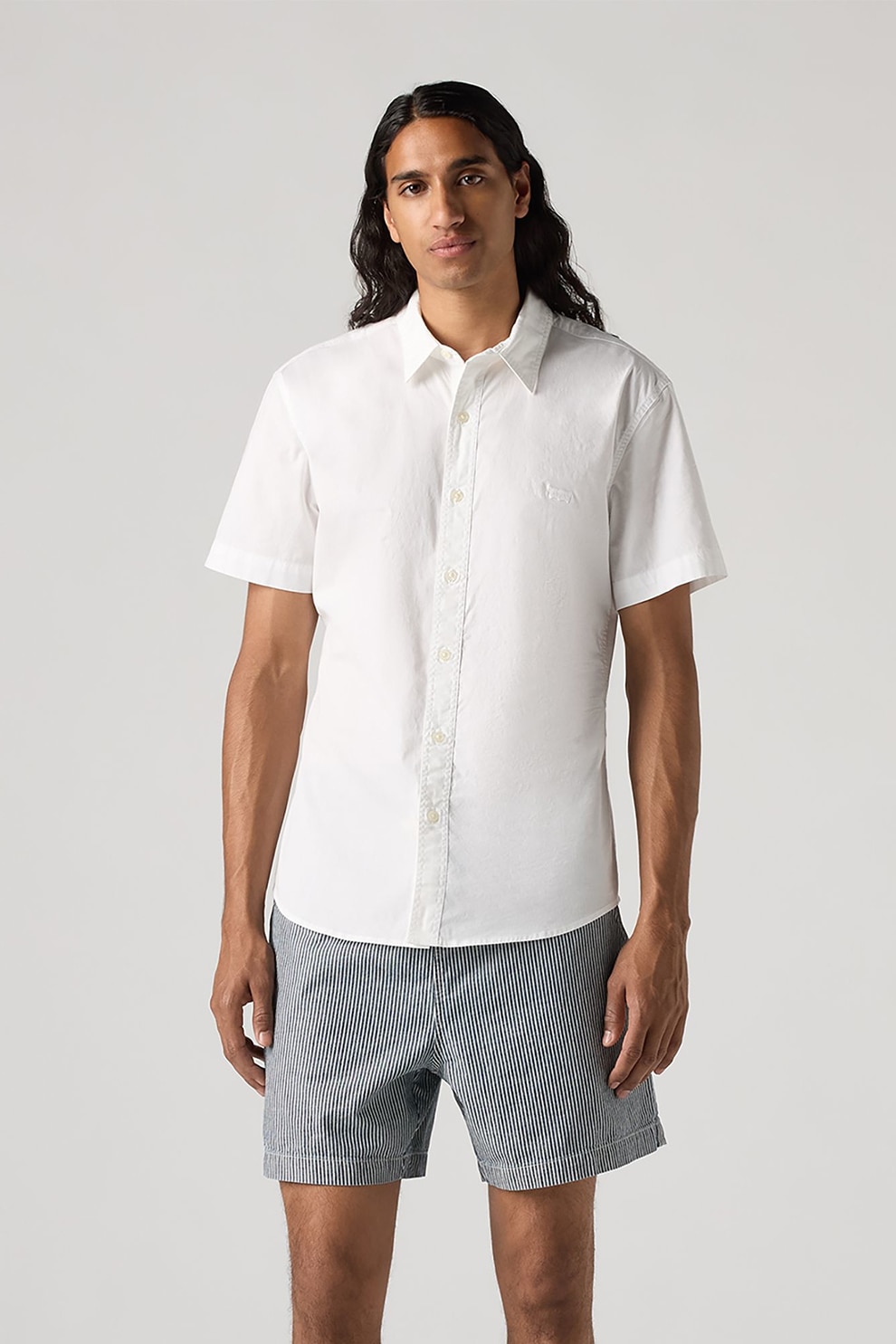 Levi's, Camasa de bumbac cu maneci scurte, Alb, L
