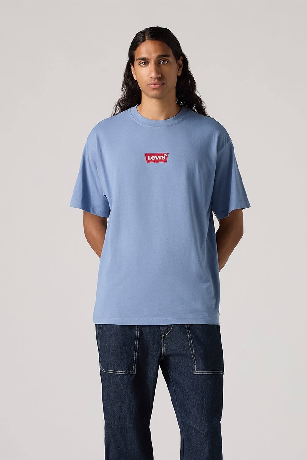 Levi's, Tricou de bumbac cu logo Vintage, Albastru pastel, XL