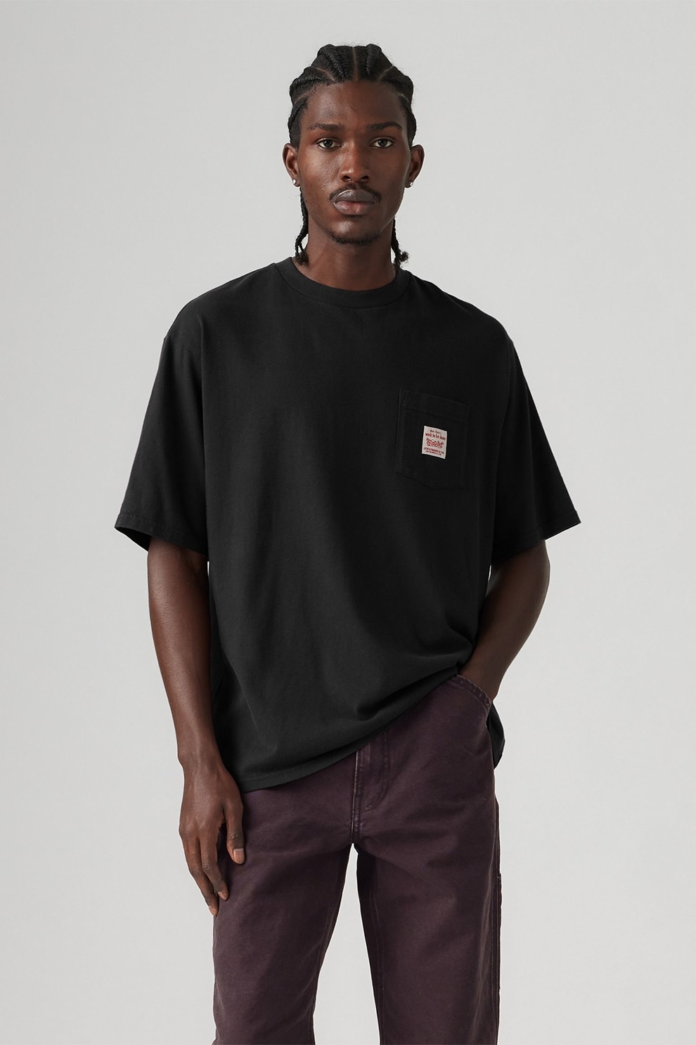 Levi's, Tricou lejer de bumbac Workwear, Negru, M