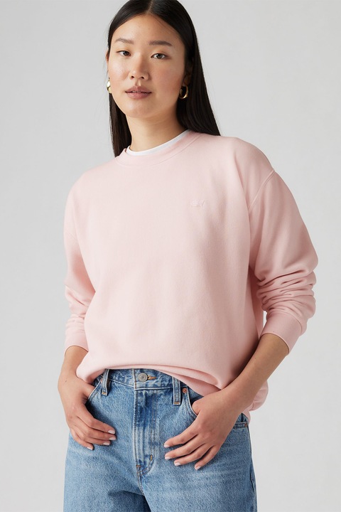 Levi's, Bluza de trening lejera cu maneci cazute Everyday, Roz pastel