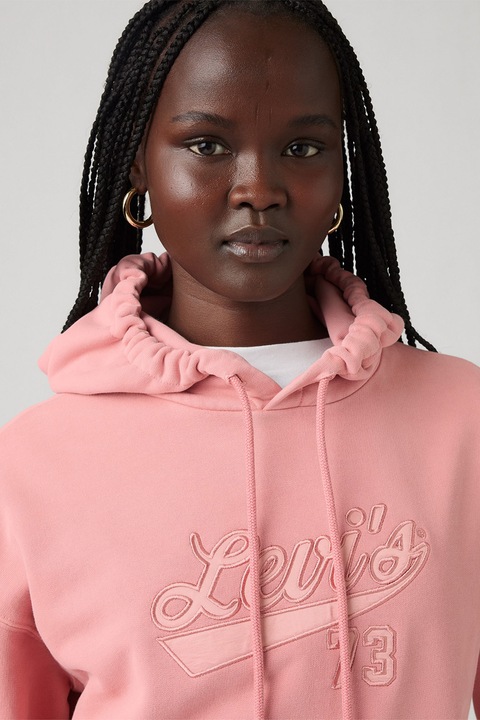 Levi's, Hanorac relaxed fit de bumbac cu buzunar kangaroo, Roz pastel