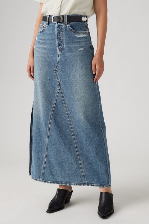 Levi's, Дънкова пола с цепка, Син меланж