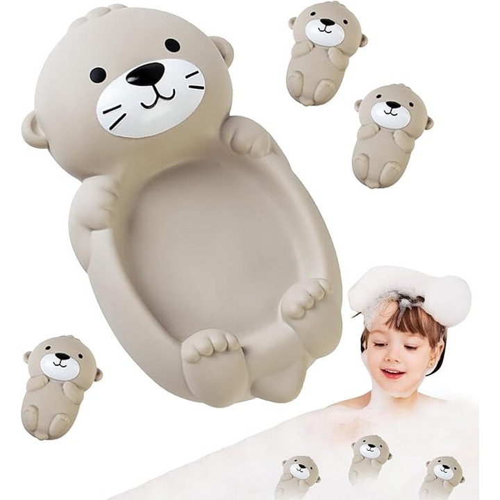 Babafürdős játékkészlet, Aipinqi, gumi és szilikon, sokszínű, könnyen tisztítható, vidra fürdőjáték készlet, úszó játék babáknak