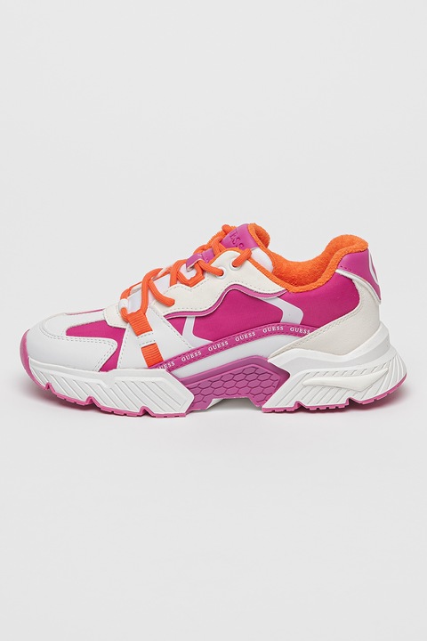 GUESS, Pantofi sport cu aspect contrastant, Roz fandango/Portocaliu mandarina/Alb murdar