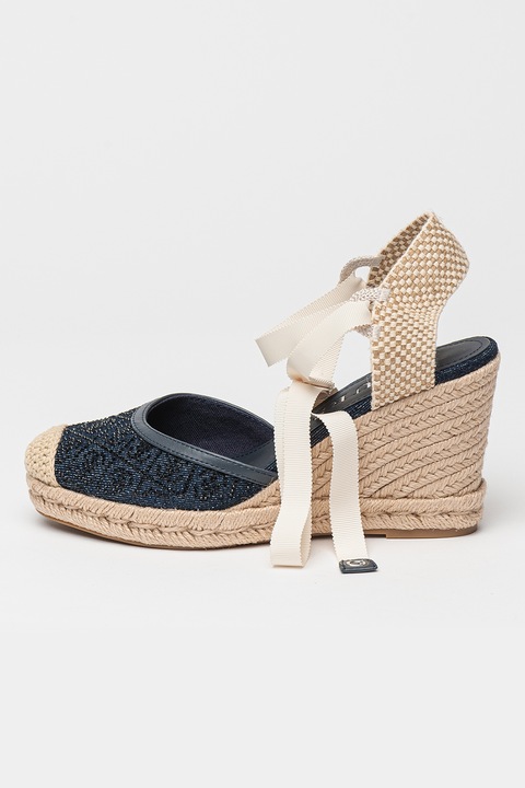 GUESS, Скосени еспадрили с монограми, Слонова кост, Бежов, Тъмносин, 39