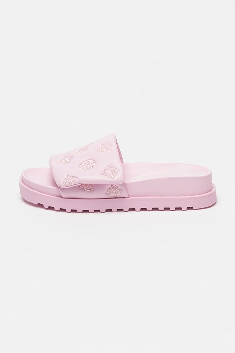 GUESS, Papuci de piele ecologica, Roz pastel, 38