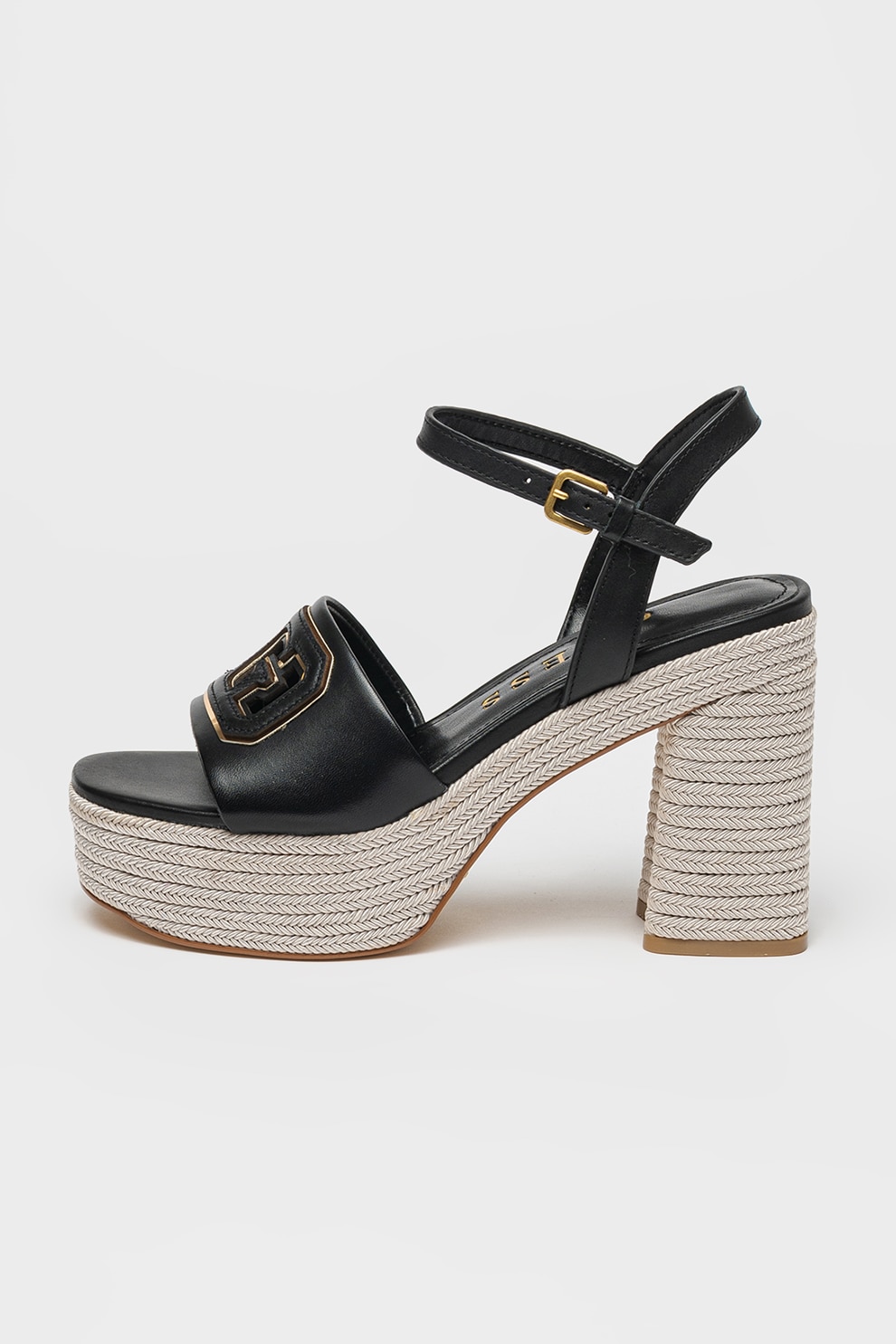 GUESS, Sandale de piele si piele ecologica, cu toc, Negru, 39