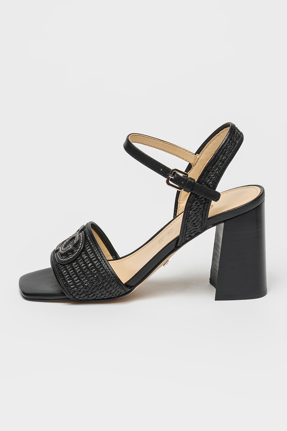 GUESS, Sandale cu toc masiv Ganika, Negru, 40