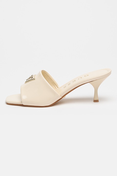 GUESS, Lakkozott hatású papucsszandál, Világosbézs, 37