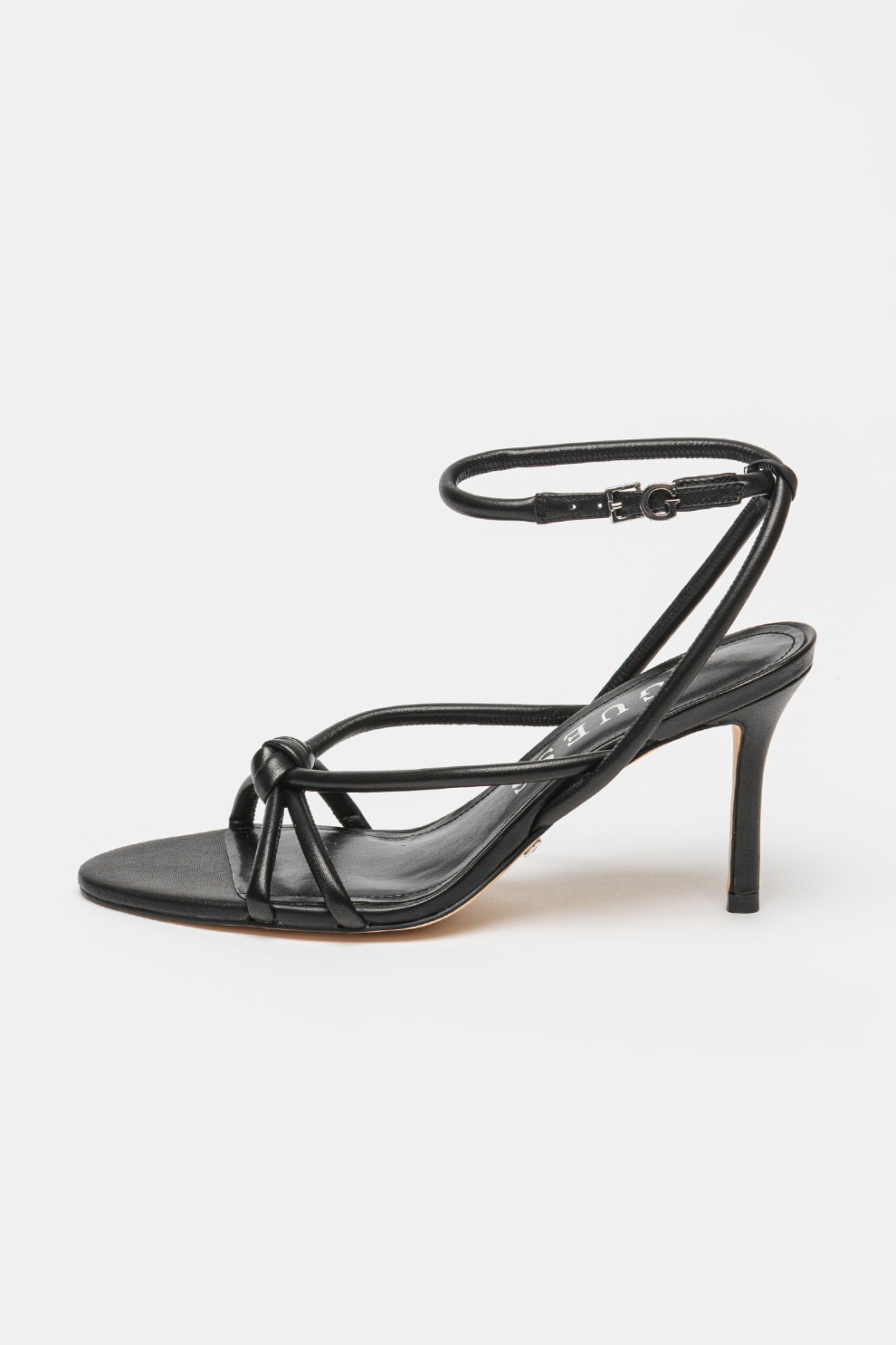 GUESS, Sandale stiletto de piele, Negru, 39