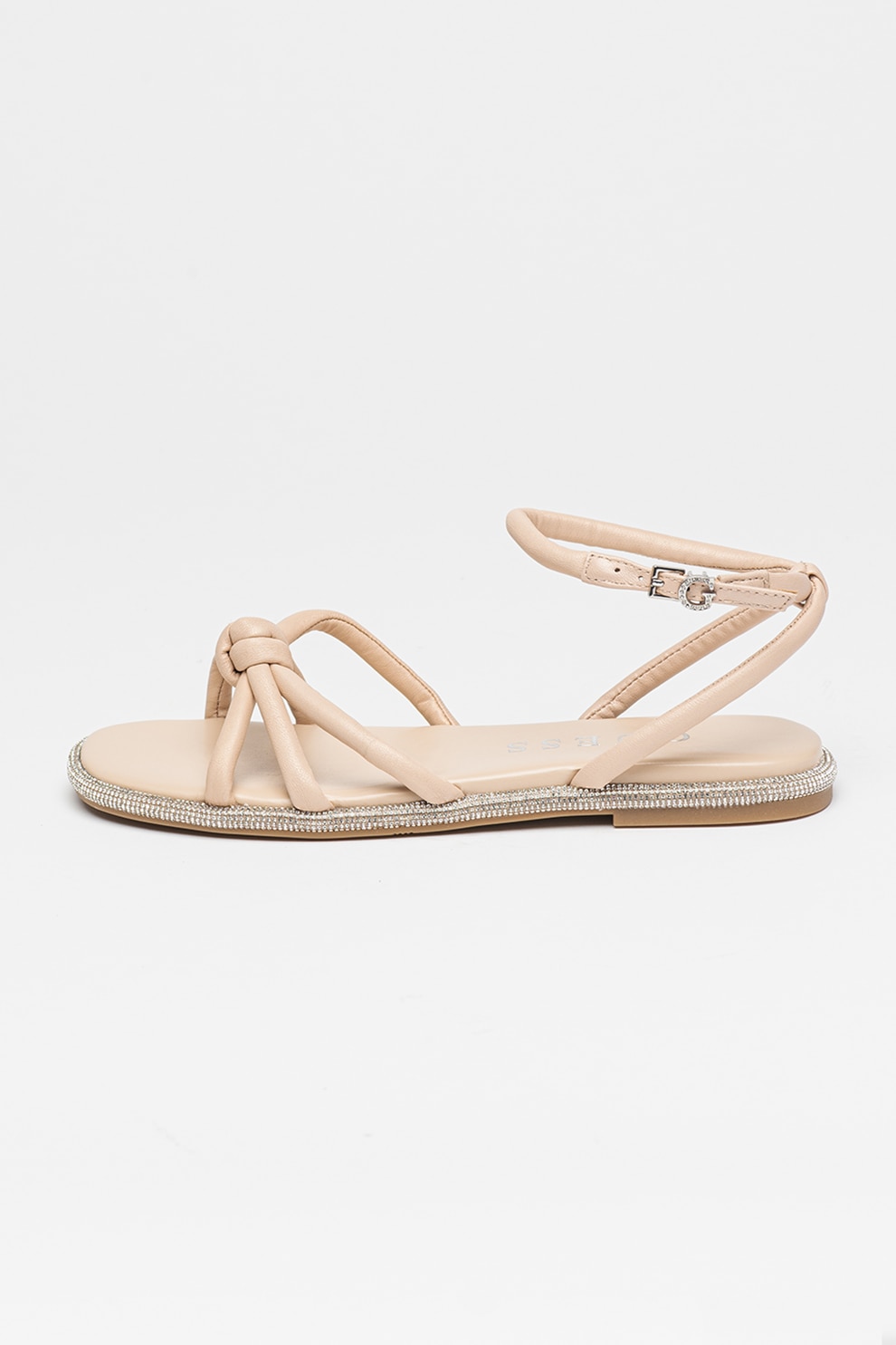 GUESS, Sandale de piele cu bareta pe glezna, Piersica, 39