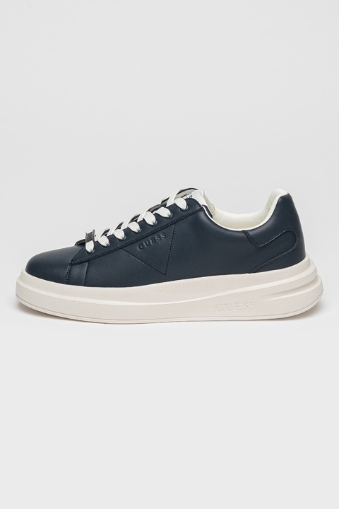 GUESS, Pantofi sport din piele si piele ecologica, Alb/Bleumarin