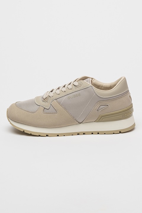 GUESS, Fűzős műbőr sneaker, Világos tópbarna