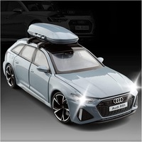 Macheta Audi RS6, Portbagaj Detasabil, Faruri si Stopuri Luminoase, din Metal, cu Lumini si Sunete realistice de Motor si Alarma, Volan Functional, cu Functie de Deschidere a Usi - Gri Ceramic