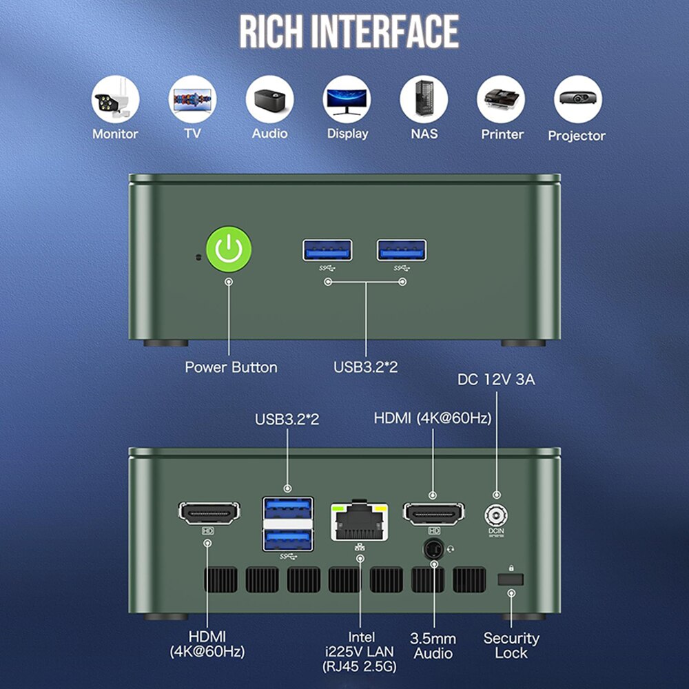 GMKtec G3 Intel N100 / 8GB / 256GB ミニPC Mini PC GMKtec G3, procesor Alder Lake N100, 8GB RAM, 256GB ROM