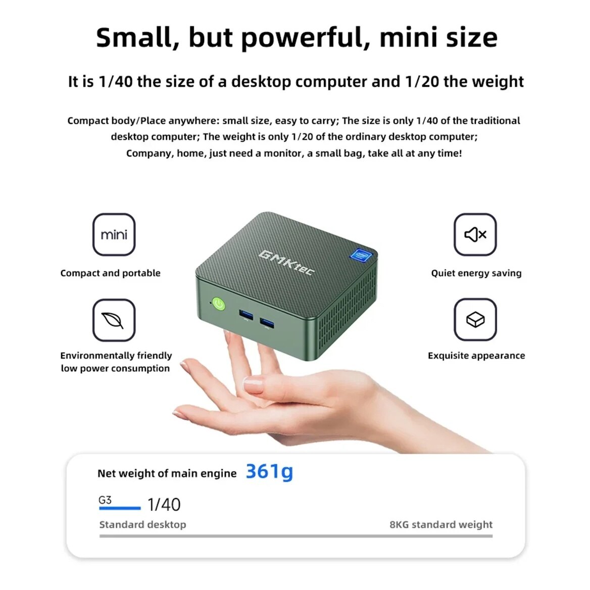 Mini Emag Mini PC GMKtec Mini computer, G3 N100, 8 GB DDR5 256 GB SSD Dual LAN ...