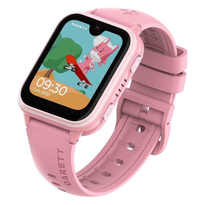 Smartwatch Garett Kids Vibe 4G, roz, 680 mAh, GPS, dimensiuni: 40x40x12mm