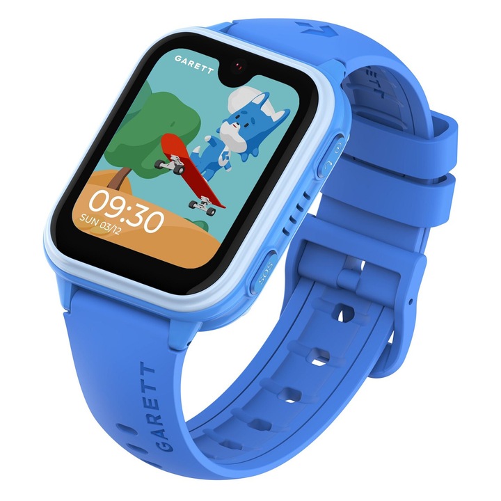 Ceas smartwatch Garett Kids Vibe 4G, albastru, cu GPS, monitorizare sanatate