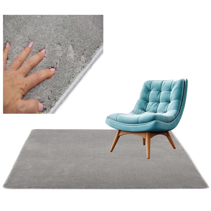 Covor, Rectangular, 300 x 350 cm, Camera de zi, Clasic, Fire scurte, Polipropilena, Compatibil cu incalzire prin pardoseala, Gri