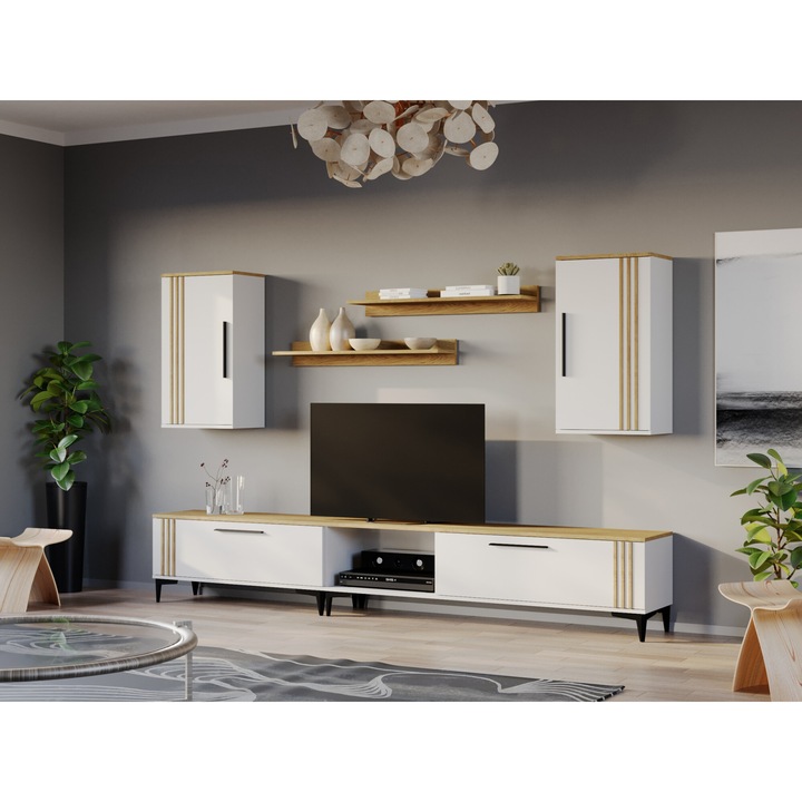 Set Living cu Riflaje, Prestige, C8, Pal Melaminat