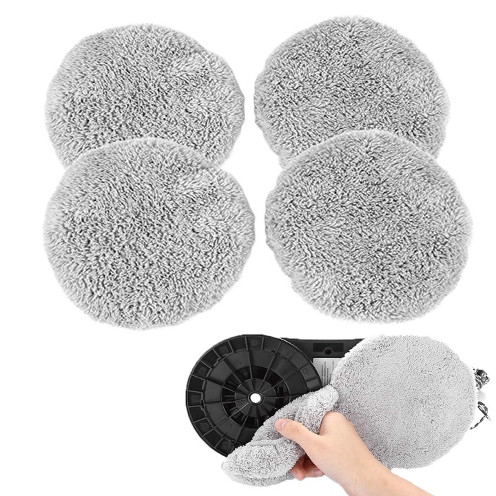 Set 4 lavete microfibra pentru robot curatare geamuri, Potrivit pentru diametrul de 14 cm