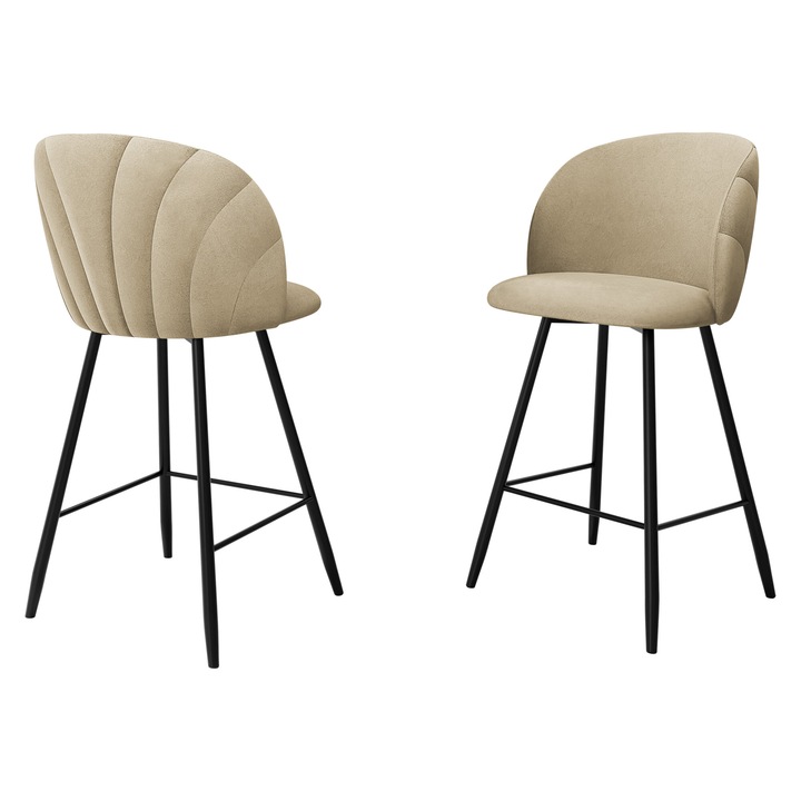 Scaun de bar tapitat JK99 H, MIRJAN24, bej, 51x51x105 cm