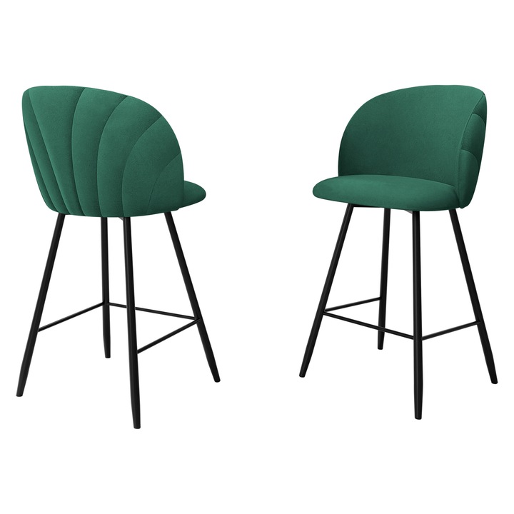 Scaun de bar tapitat JK99 H, MIRJAN24, verde, 51x51x105 cm