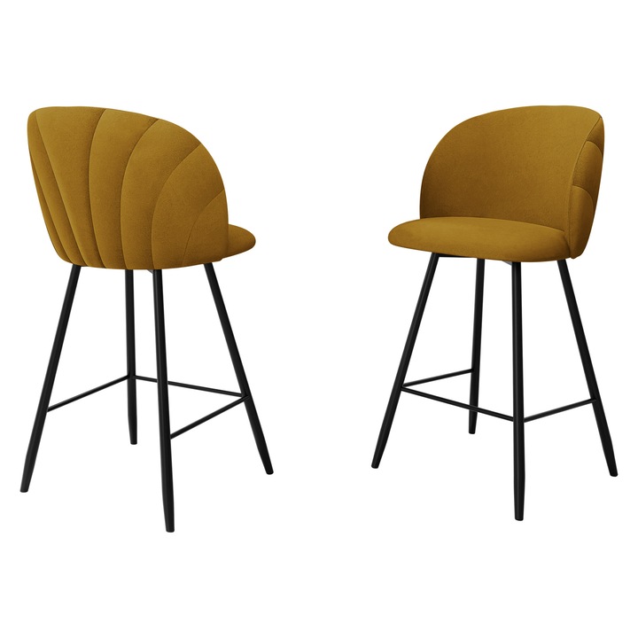 Scaun de bar tapitat JK99 H, MIRJAN24, galben, 51x51x105 cm