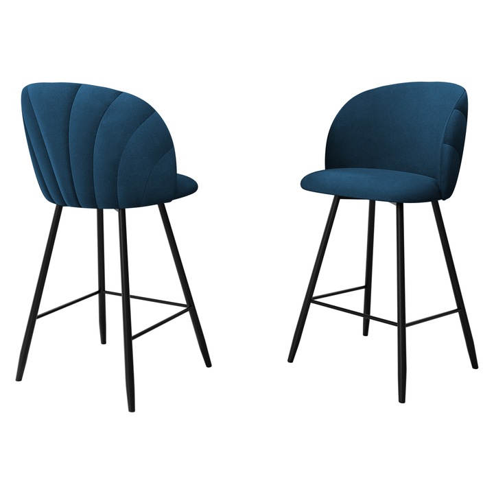 Scaun de bar tapitat JK99 H, MIRJAN24, bleumarin, 51x51x105 cm