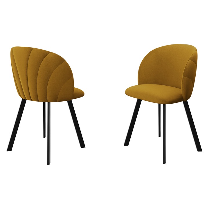 Scaun tapitat JK99, MIRJAN24, galben, 52x51x80 cm