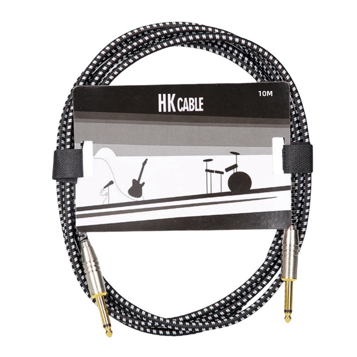 Cablu instrument chitara, 10metri, Nylon, Negru