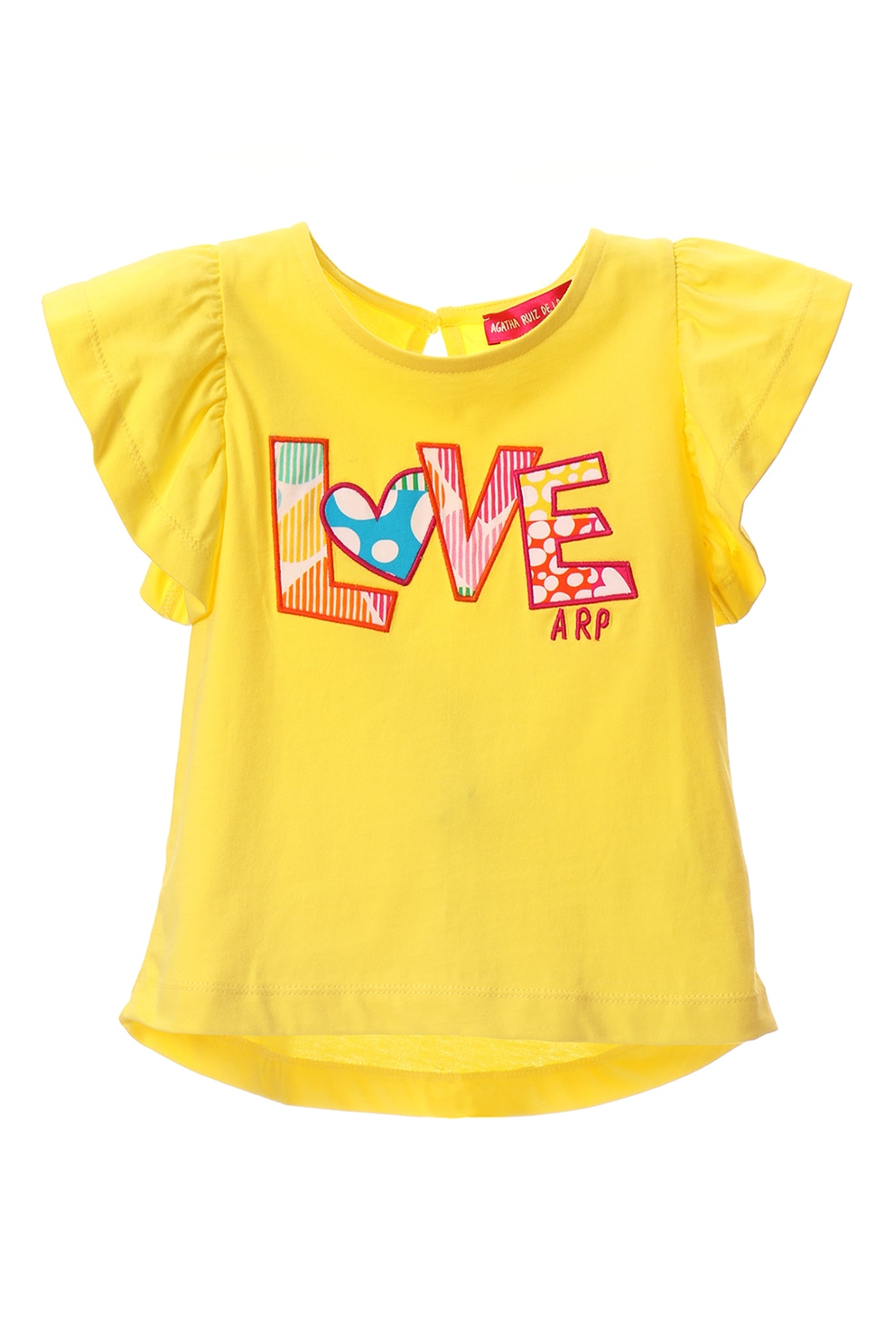 Agatha Ruiz de la Prada, Tricou de bumbac cu maneci butterfly, Galben, 116 CM