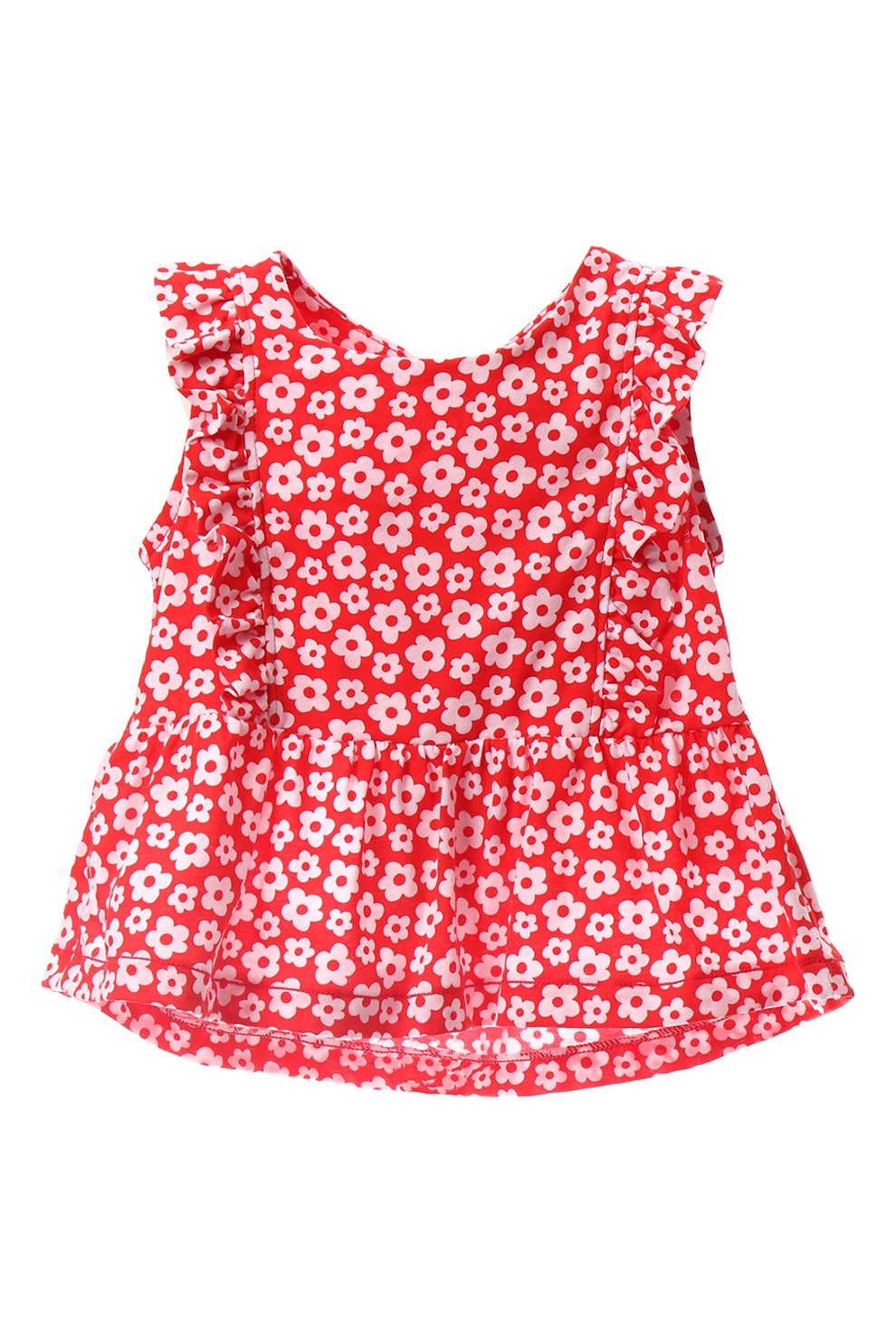 Agatha Ruiz de la Prada, Top de bumbac cu volan peplum, Rosu, Alb, 140 CM