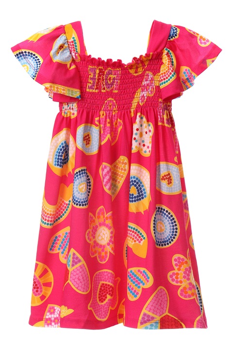 Agatha Ruiz de la Prada, Памучна рокля с ръкави тип пеперуда, Жълт/Фуксия