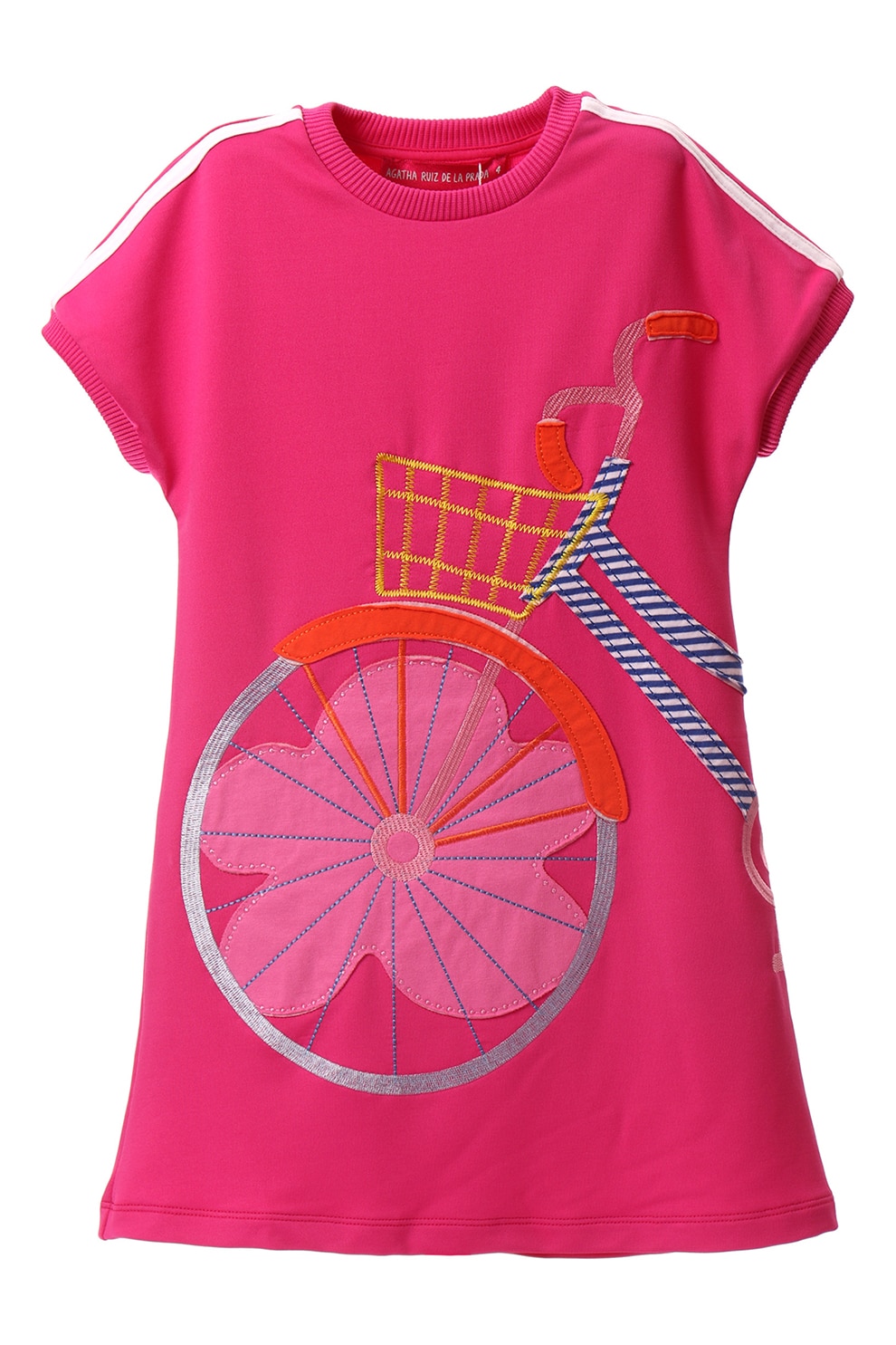 Agatha Ruiz de la Prada, Rochie-tricou cu aplicatie bicicleta, Fucsia, 98 CM