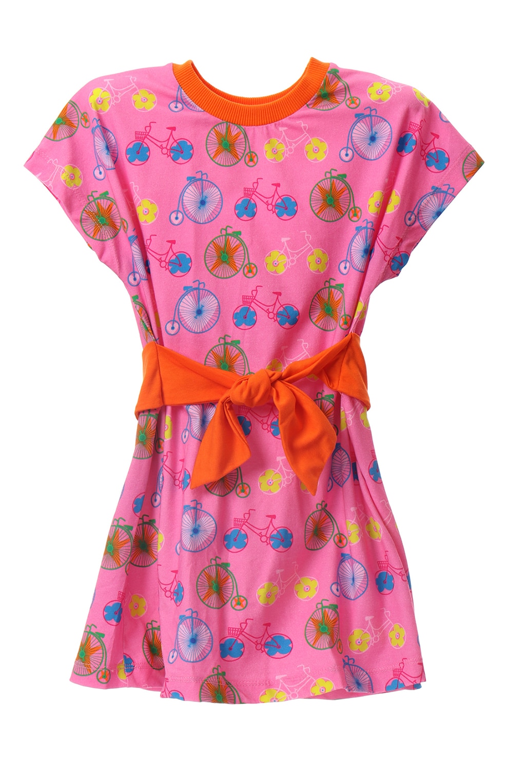 Agatha Ruiz de la Prada, Rochie cu cordon in talie, Portocaliu, Roz, Albastru, 104 CM