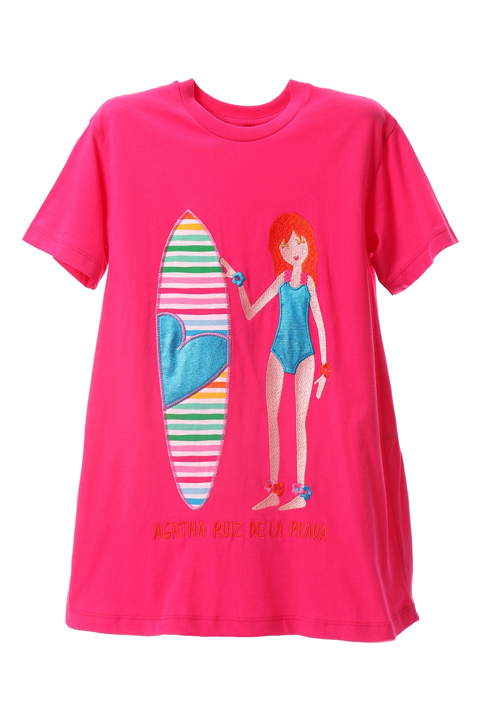 Agatha Ruiz de la Prada, Rochie de bumbac cu broderie, Fucsia, 98 CM