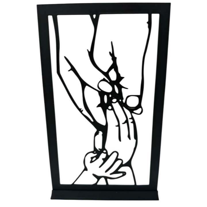 Decoratiune Familie tinandu-se de mana, negru, PLA