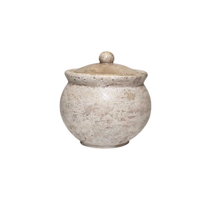 Lumanare parfumata pentru Craciun - model ceaun alb antichizat, aroma Condimente de Craciun