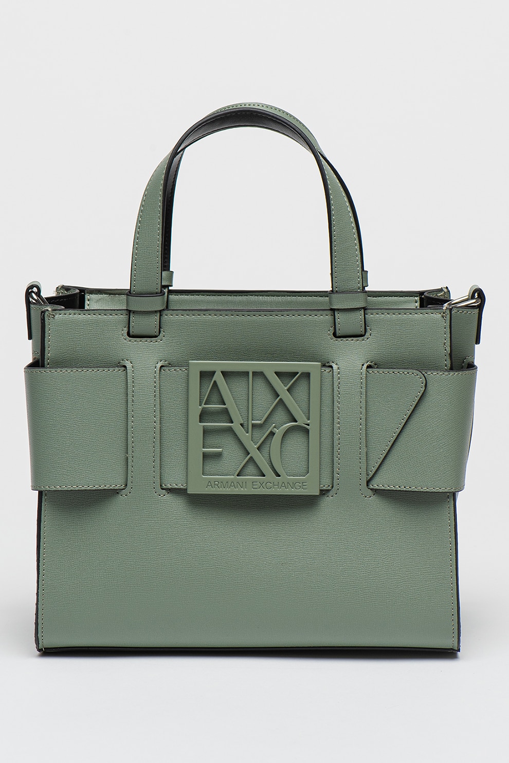 ARMANI EXCHANGE, Geanta de piele ecologica cu aplicatie logo Susie