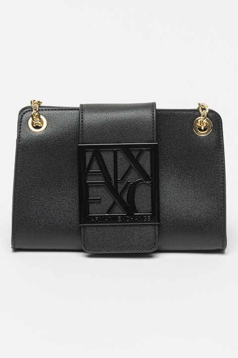 ARMANI EXCHANGE, Geanta de umar cu bareta convertibila, Negru