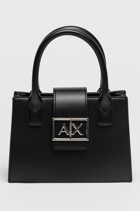 ARMANI EXCHANGE, Geanta de piele ecologica cu bareta de umar, Negru