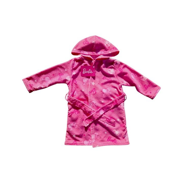 Детски халат с качулка и странични джобове многоцветен 7-8 години Barbie