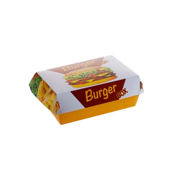 Cutii din carton pentru meniu burger, 100 buc, dimensiune 19.5×11 cm baza, 22×13 cm mijloc, inaltimea7.5 cm