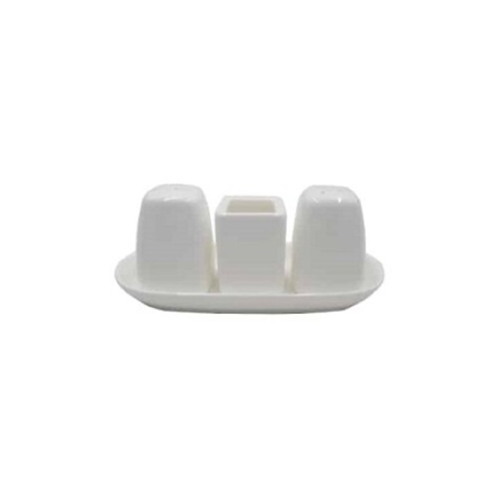 Set solnita sare/piper si suport pentru scobitori cu suport ceramica Danny Home, 16 x 6.5 x 7 cm