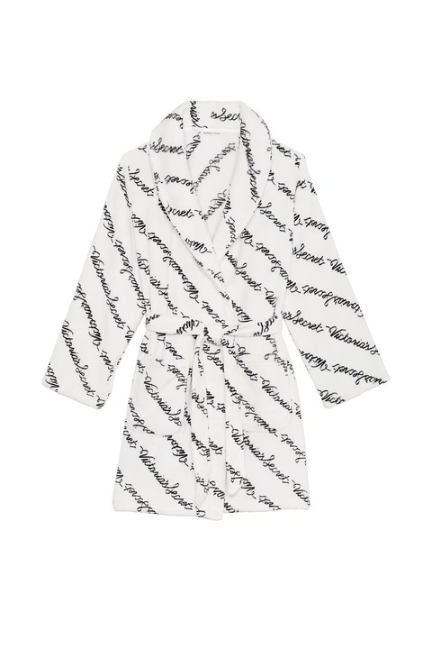 Халат, Victoria's Secret, лого Short Cosy, лого с печат, Бял