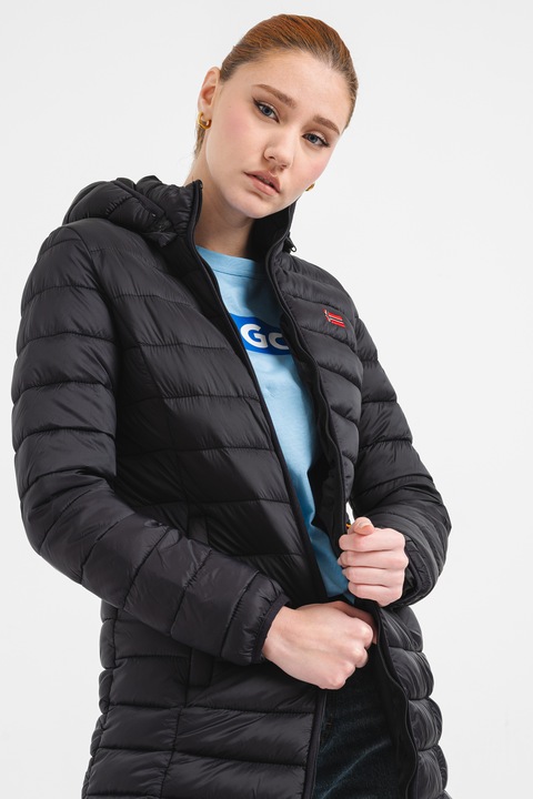 Geographical Norway, Geaca lunga cu gluga Atikolor, Negru, L