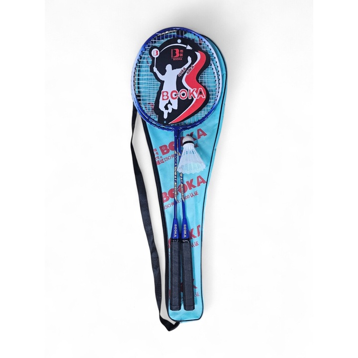 Set 2 Rachete Badminton cu Fluturas si Husa, Albastru